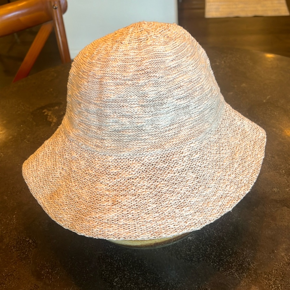 Shihreen beige wide brim sun hat , bucket hat - great for blocking out the rays